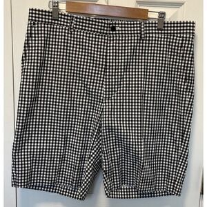 J.McLaughlin Mens 36 Black White Gingham Cotton Chino Shorts 9 Inch Inseam